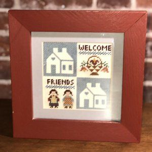Cross Stitch Completed Finished Framed Welcome Fri